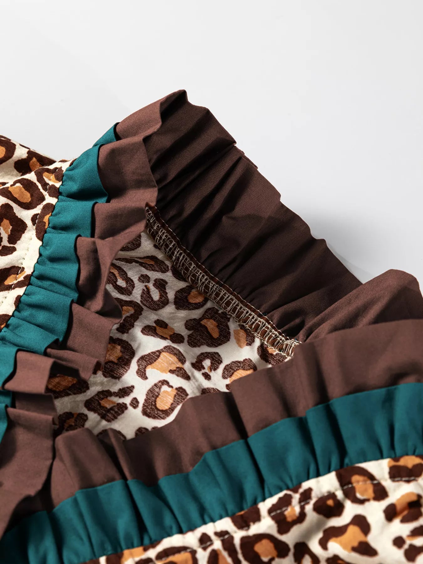 Leopard Print Contrast Frilled Trim Button Down V Neck Shirt Simply Love