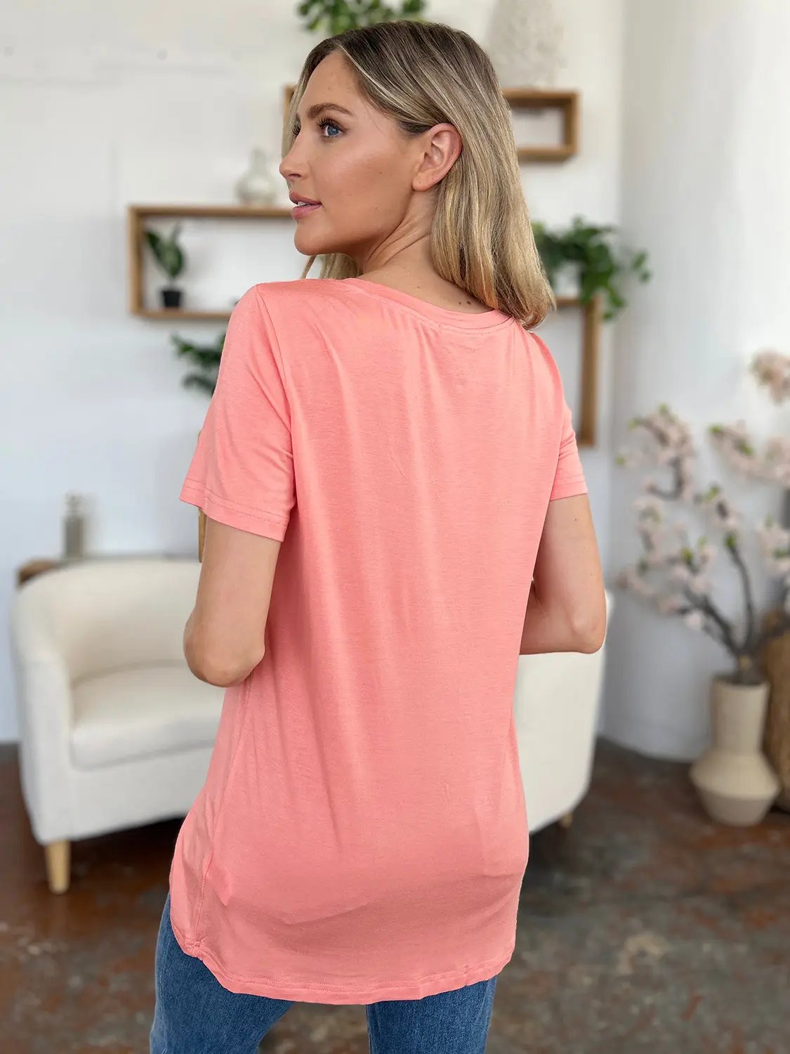 Basic Bae Bamboo Full Size  V-Neck Short Sleeve T-Shirt - Love Salve