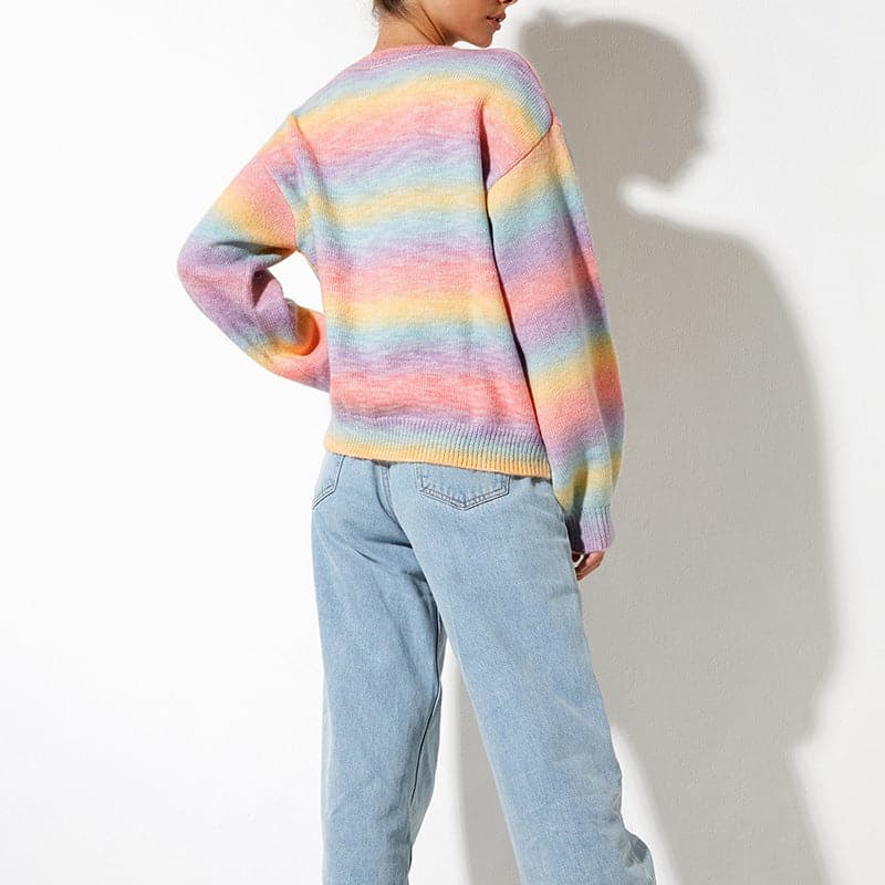 Gradient Round Neck Long Sleeve Sweater.