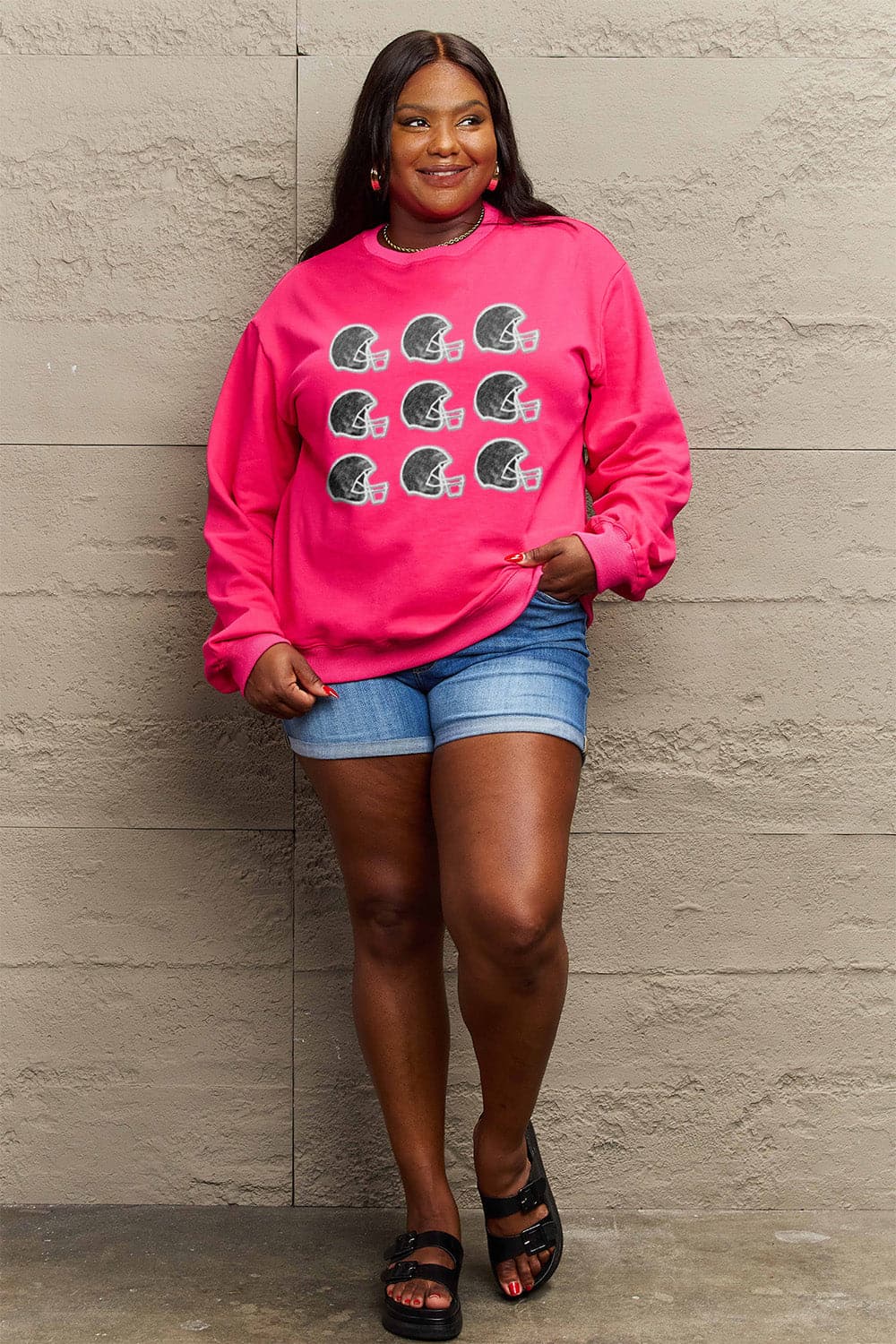 Simply Love Full Size Graphic Round Neck Sweatshirt.