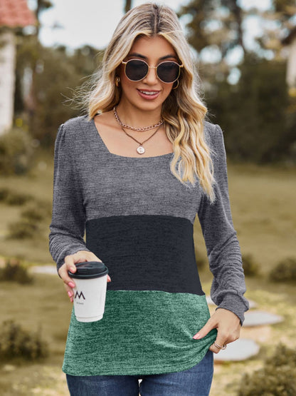 Color block long sleeve top