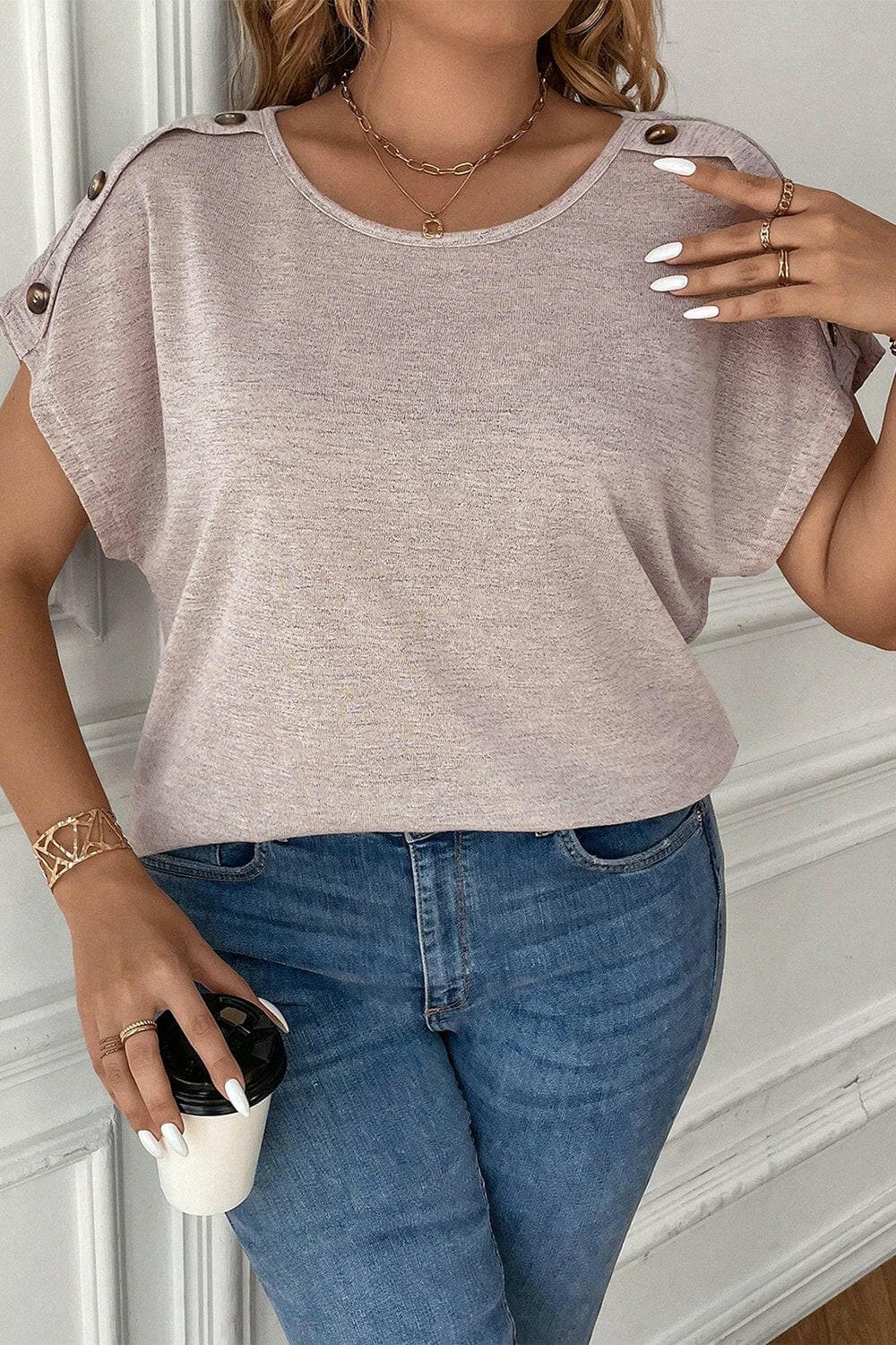 Plus Size Decorative Button Round Neck Short Sleeve T-ShirtUpgrade Your Wardrobe

Enhance your style with the Plus Size Decorative Button Round Neck Short Sleeve T-Shirt. This versatile t-shirt is perfect for elevating your Love Salve Size Decorative Button Round Neck Short SleeveT-Shirts