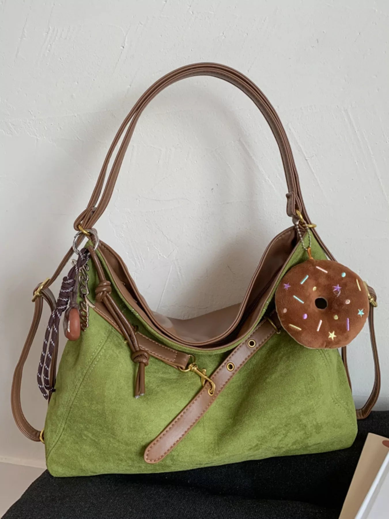 Adjustable Strap Handbag with Charm Simply Love