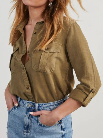 Chic denim shirt with roll-tab sleeves