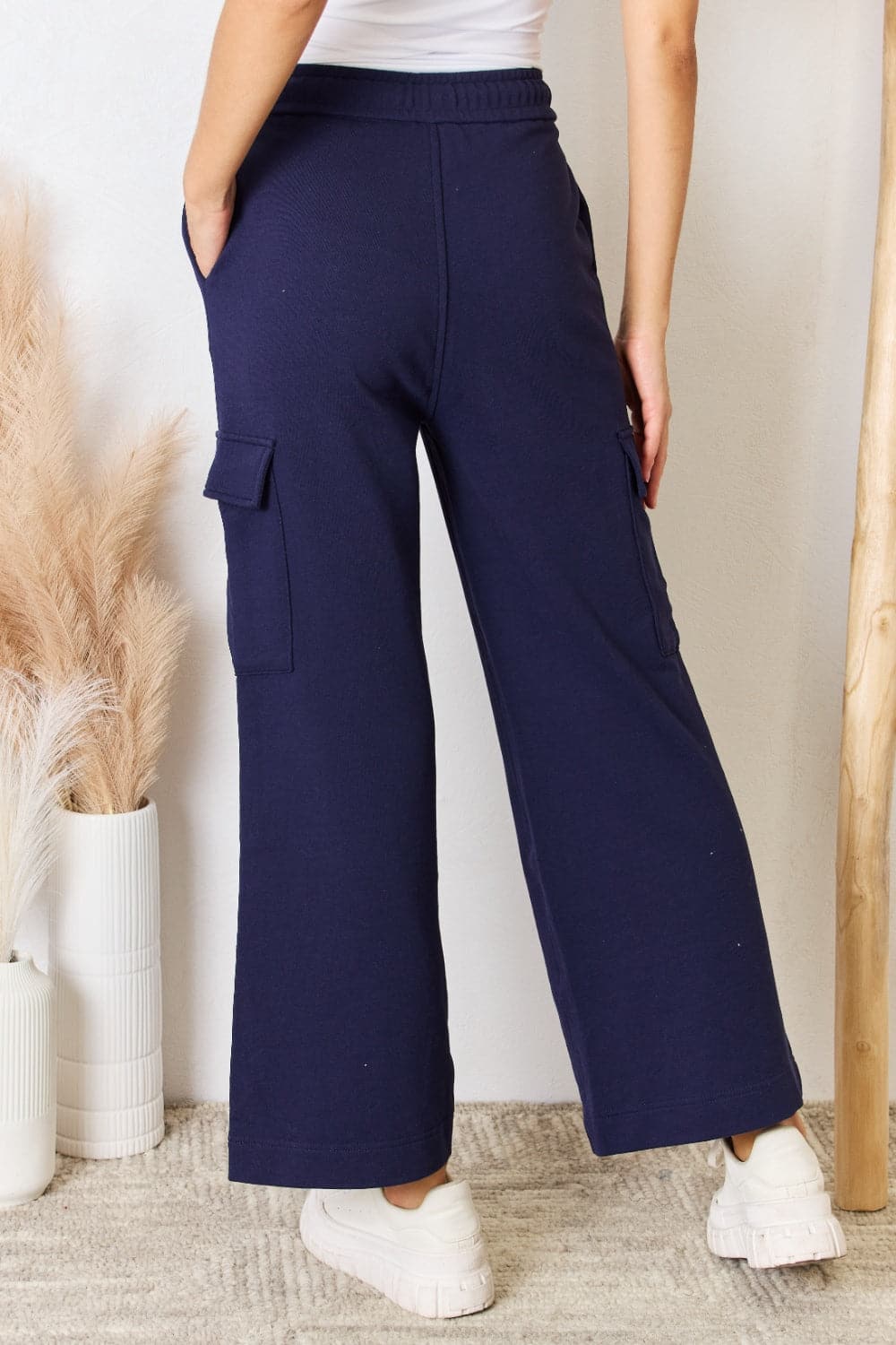 RISEN Drawstring Relaxed Cargo Wide Leg Pants.