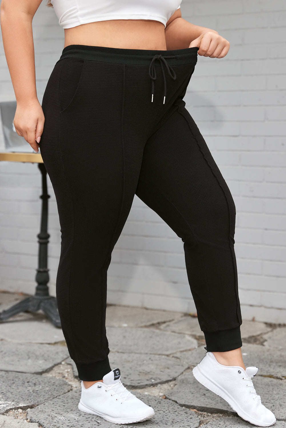 Trendy black plus size joggers