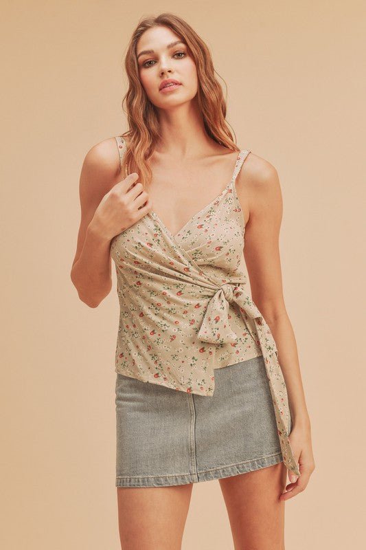 Aemi + Co Ditsy Floral Surplice Adjustable Straps Cami - Love Salve 