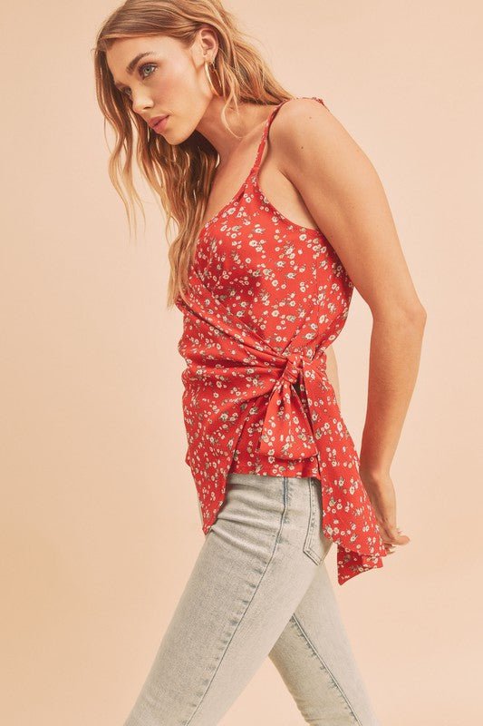 Aemi + Co Ditsy Floral Surplice Adjustable Straps Cami Top - Love Salve 