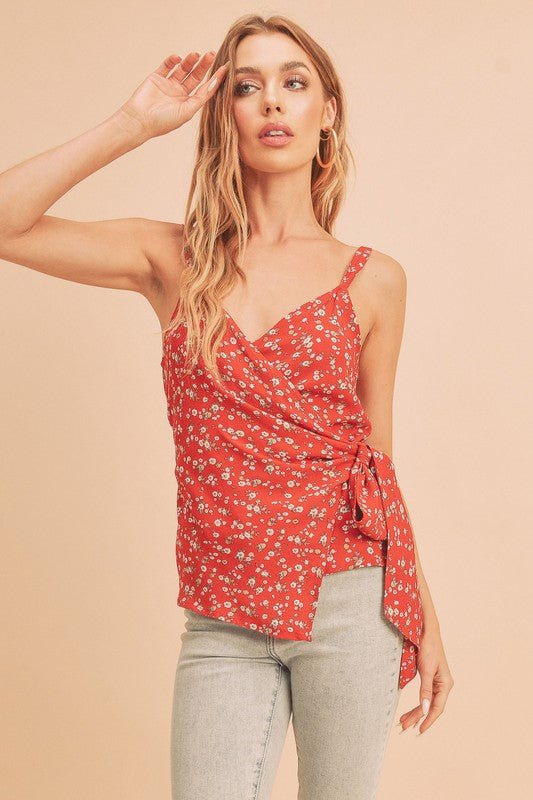 Aemi + Co Ditsy Floral Surplice Adjustable Straps Cami Top - Love Salve 
