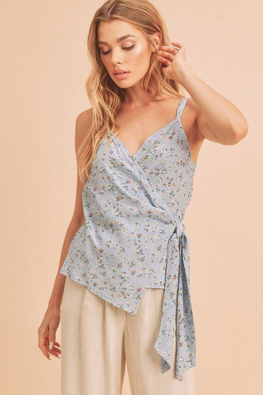 Aemi + Co Ditsy Floral Surplice Adjustable Straps Cami Top - Love Salve 