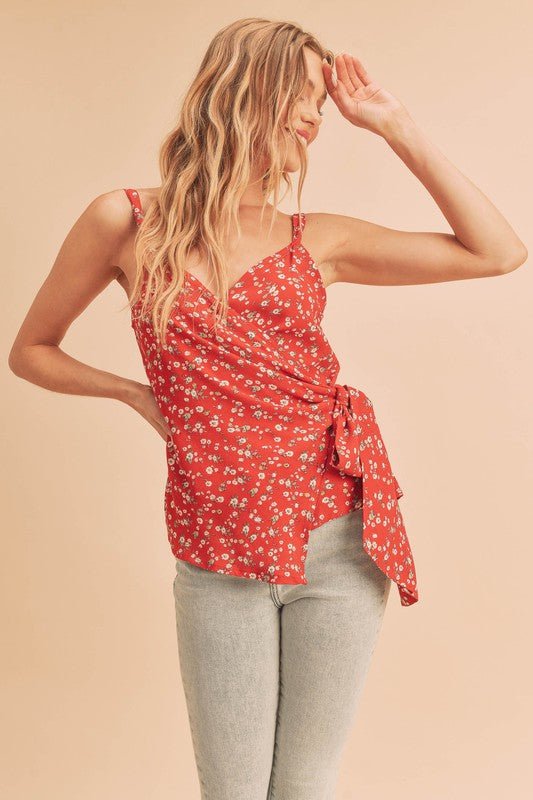 Aemi + Co Ditsy Floral Surplice Adjustable Straps Cami Top - Love Salve 
