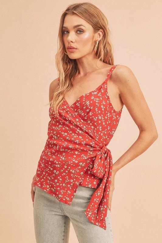 Aemi + Co Ditsy Floral Surplice Adjustable Straps Cami Top - Love Salve 