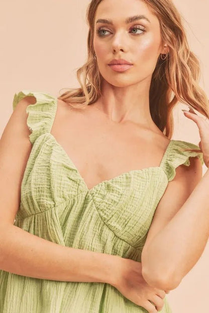 Aemi + Co Sweetheart Neck Ruffled Strap Top for Women - Love Salve 