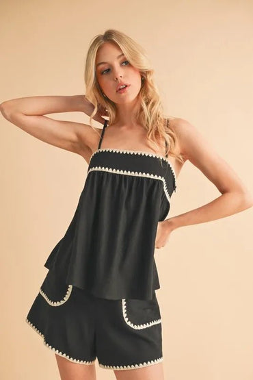 Aemi+Co Bali Rickrack Trim Cami for Stylish Bohemian Look - Love Salve 