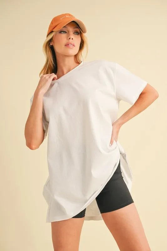Aemi+Co Round Neck Short Sleeve Oversized T-Shirt - Love Salve