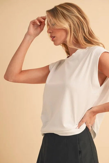 Aemi+Co Solid Color Round Neck Tank for Women Essentials - Love Salve 