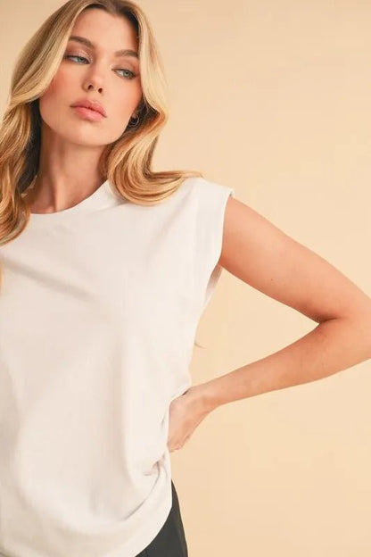 Aemi+Co Solid Color Round Neck Tank for Women Essentials - Love Salve 