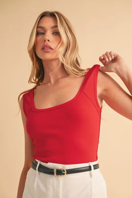 Aemi+Co Square Neck Wide Strap Tank for Casual Style - Love Salve 