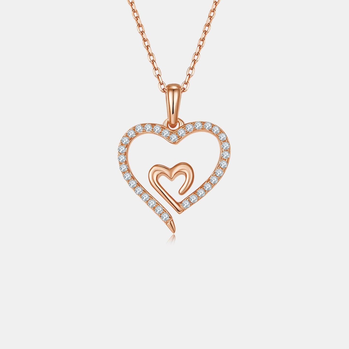 Moissanite 925 Sterling Silver Heart Pendant Necklace.