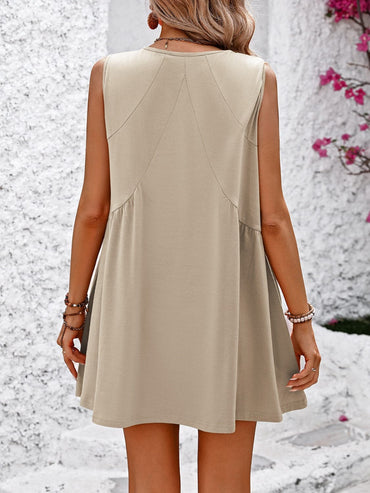 V-Neck Sleeveless Mini Dress.