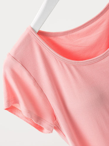 Round Neck Short Sleeve T-Shirt with Bra.