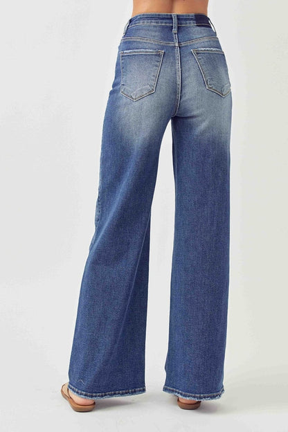 Risen Full Size High Rise Wide Leg Jeans.