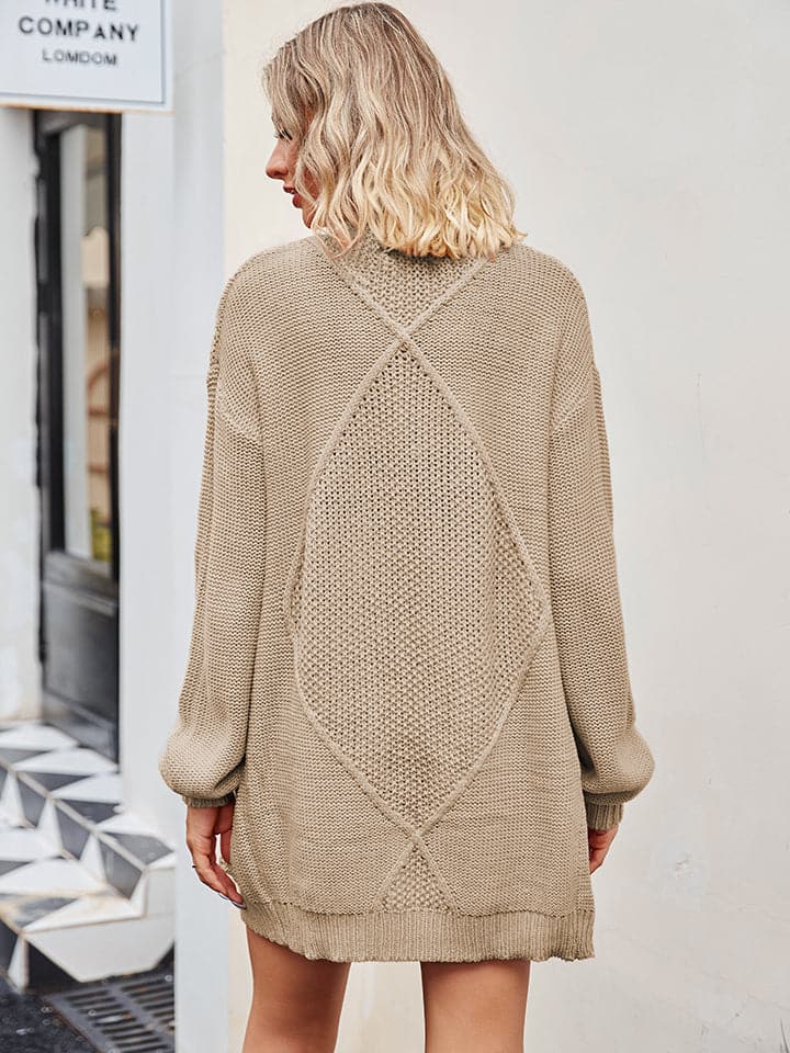 Cable-Knit Long Sleeve Cardigan.