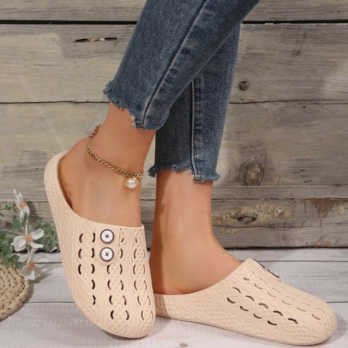 Stylish Round Toe PVC Flat Slides for Effortless Comfort