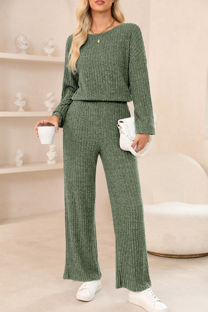 Round Neck Long Sleeve Jumpsuit.