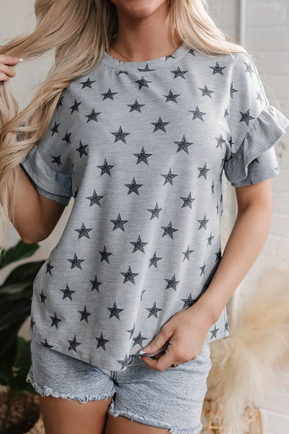 Simply Love: Star Print Tiered T-Shirt