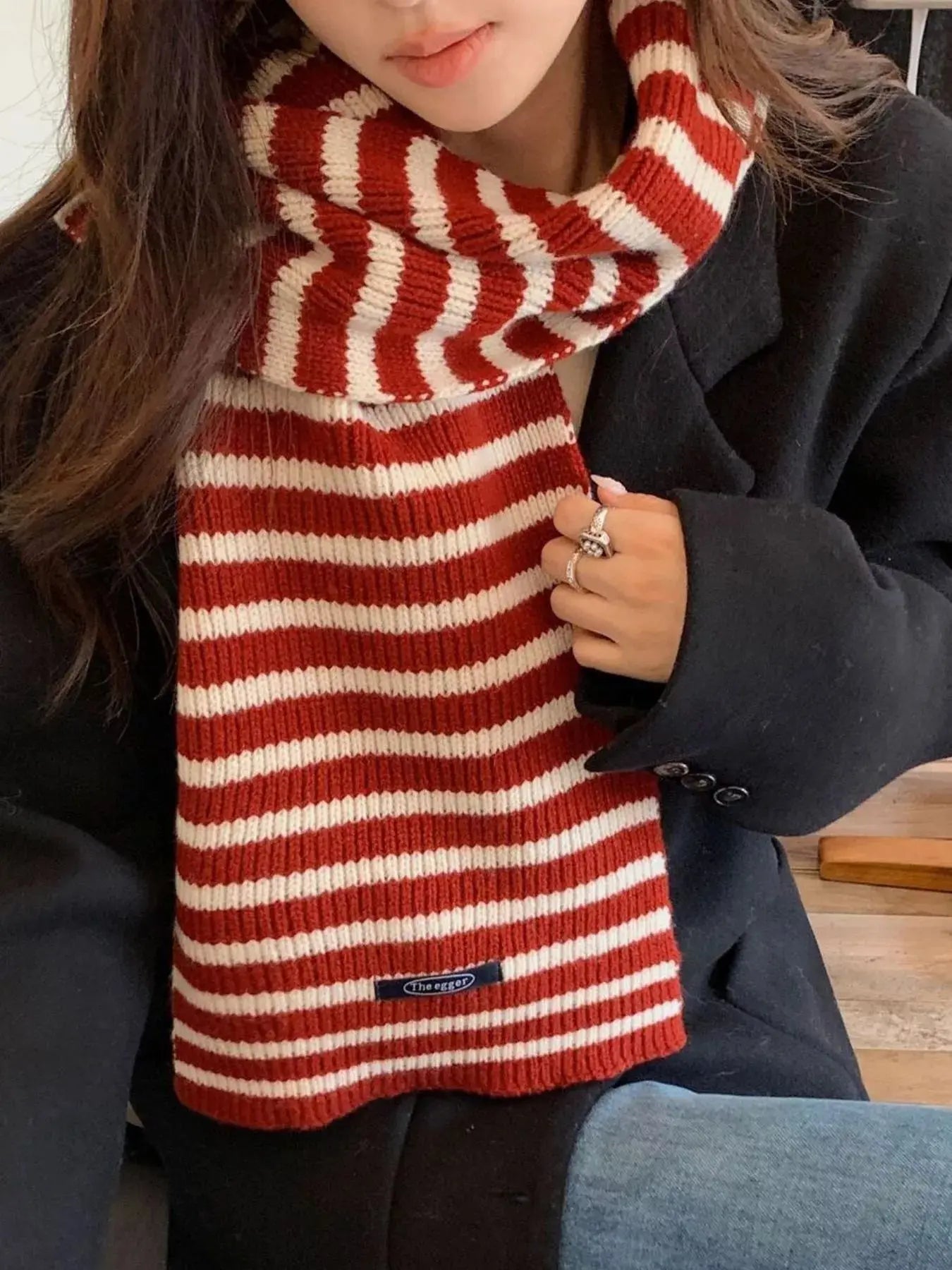 100% Wool Striped Knitted Winter Scarf Simply Love