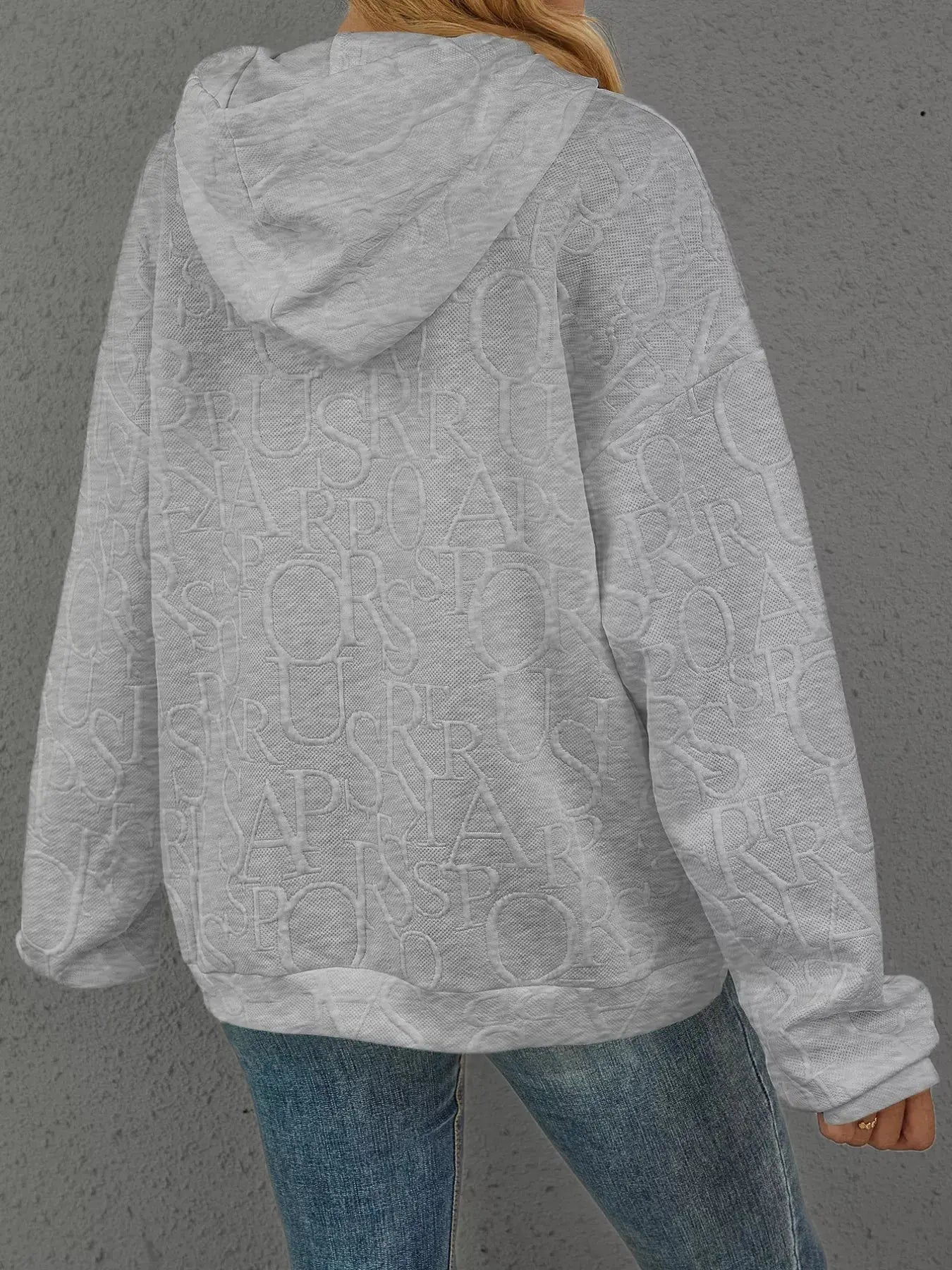 Full Size Embossed Lettering Casual Hoodie Plus Size Simply Love