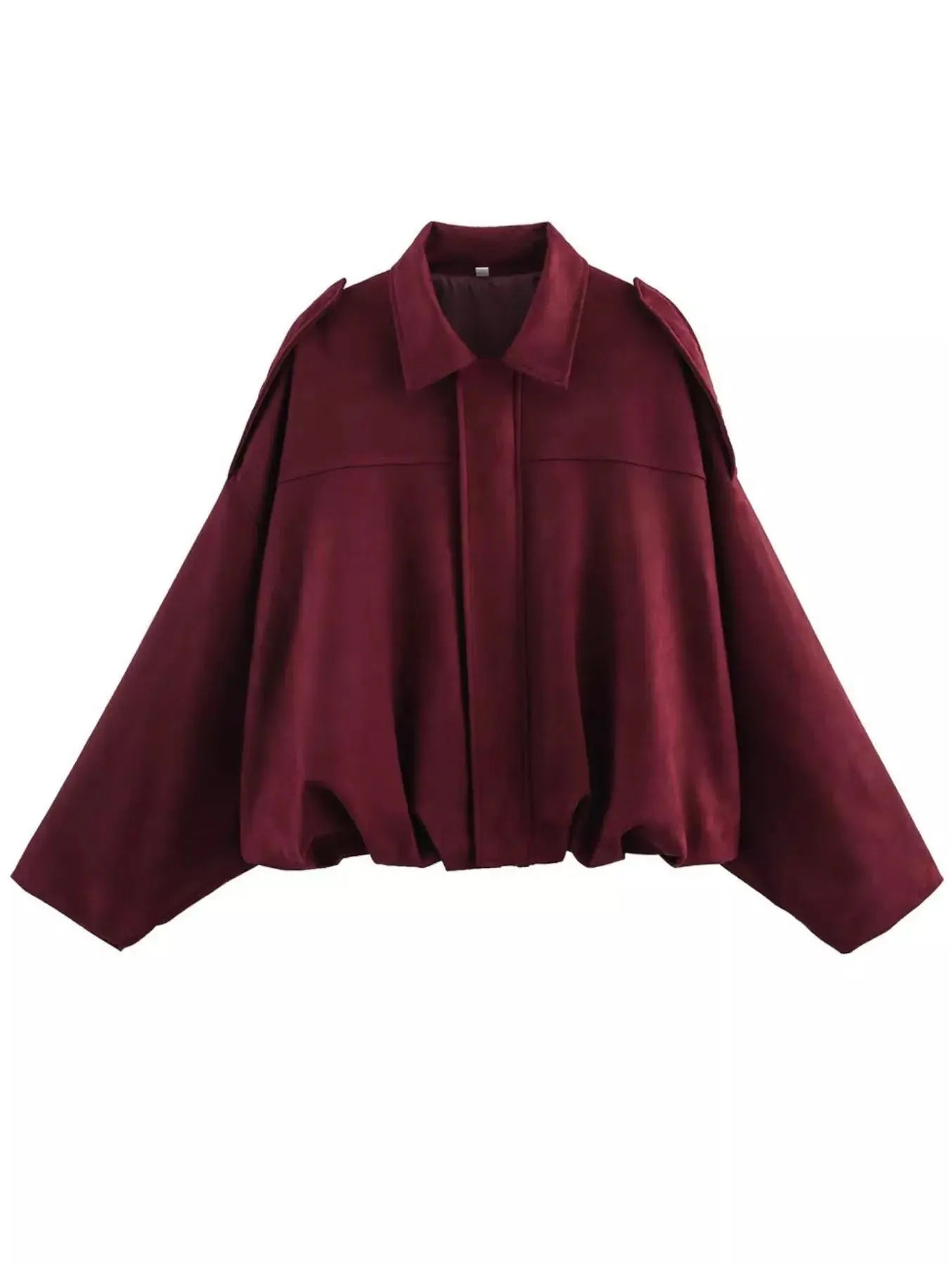 Collared Neck Dropped Shoulder Jacket Simply Love