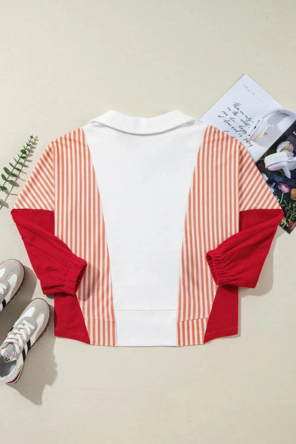 Collared striped long sleeve sweatshirt for a casual look