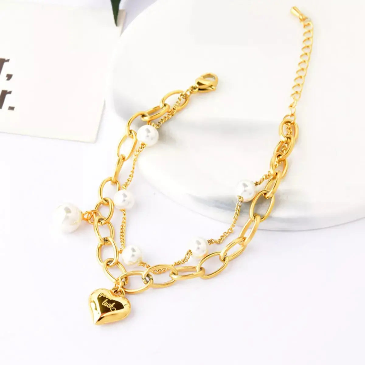 18K Gold-Plated Heart Charm Bracelet Simply Love