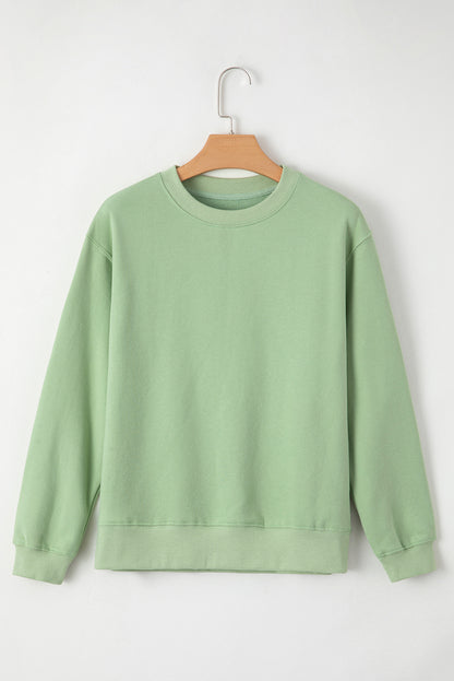 Cozy fleece-lined sweatshirt in smoke green