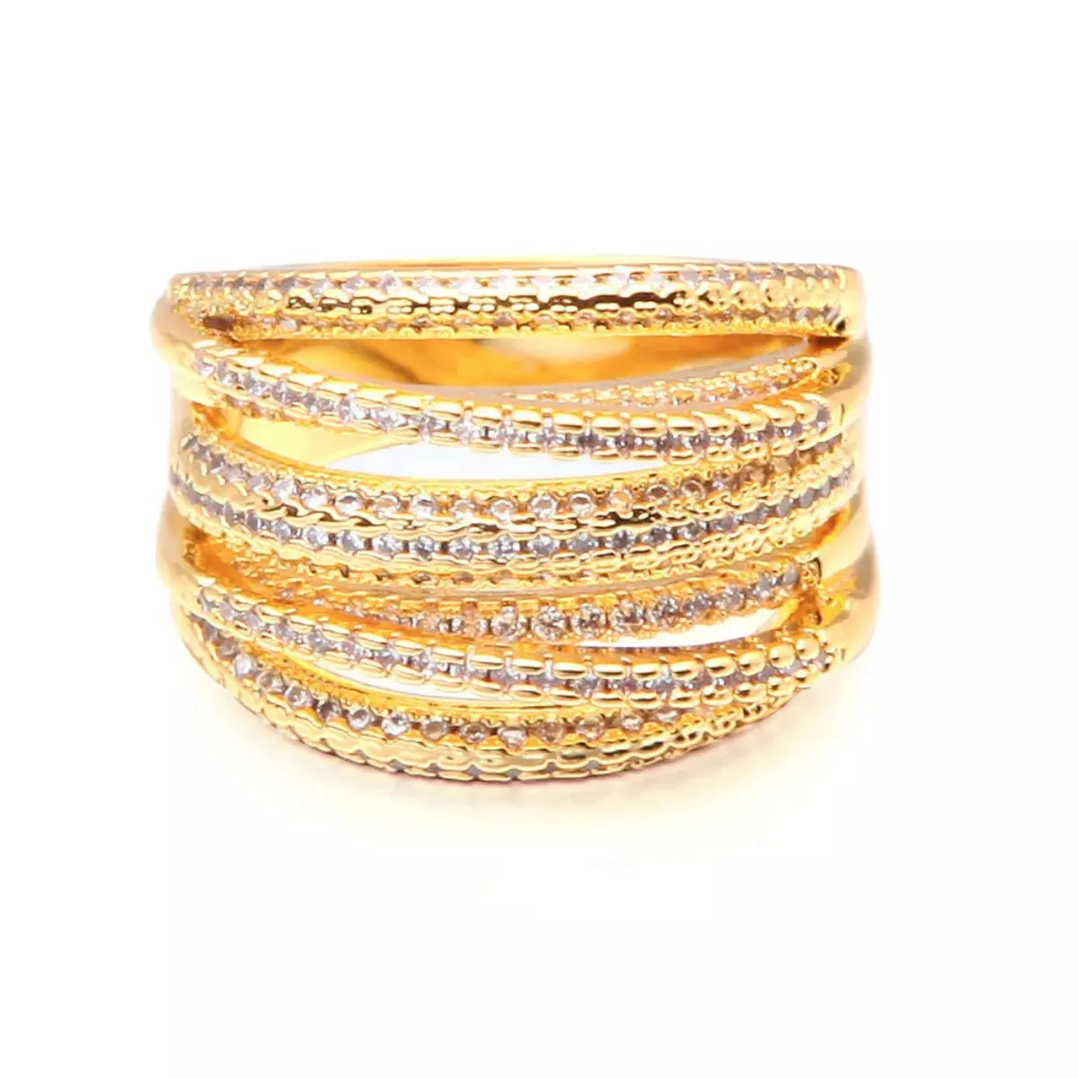 18K Gold-Plated Multi-Row Ring Simply Love