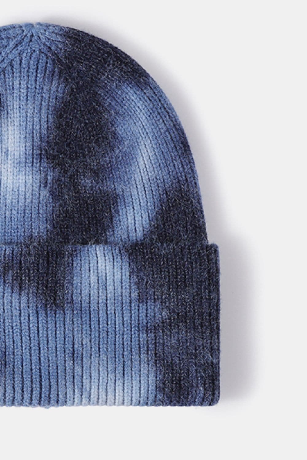 Tie-Dye Cuffed Rib-Knit Beanie Hat.