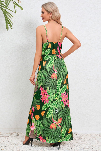 Printed Surplice Maxi Cami Dress.