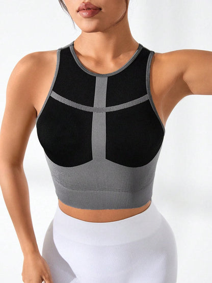 Color Block Round Neck Active Tank.