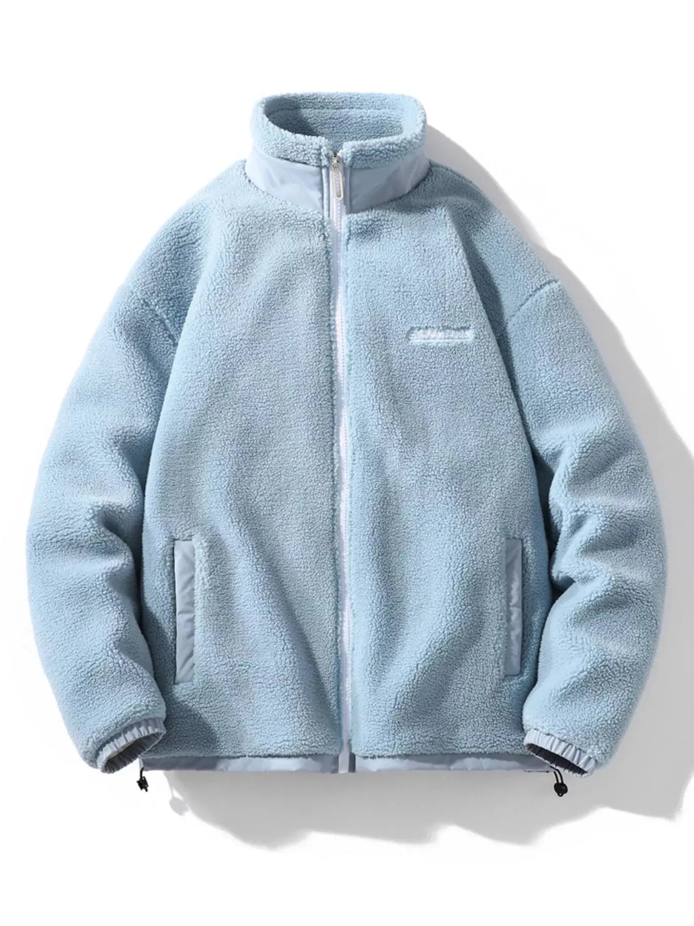 Men's Plus Size Cozy Fleece Full Zip Jacket With Pockets Light Blue Simply Love