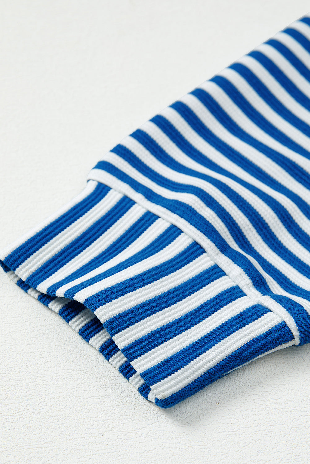 Premium Blue Stripe Quarter Zip Collar Pullover Long Sleeve Top Dear-Lover Dropshipping