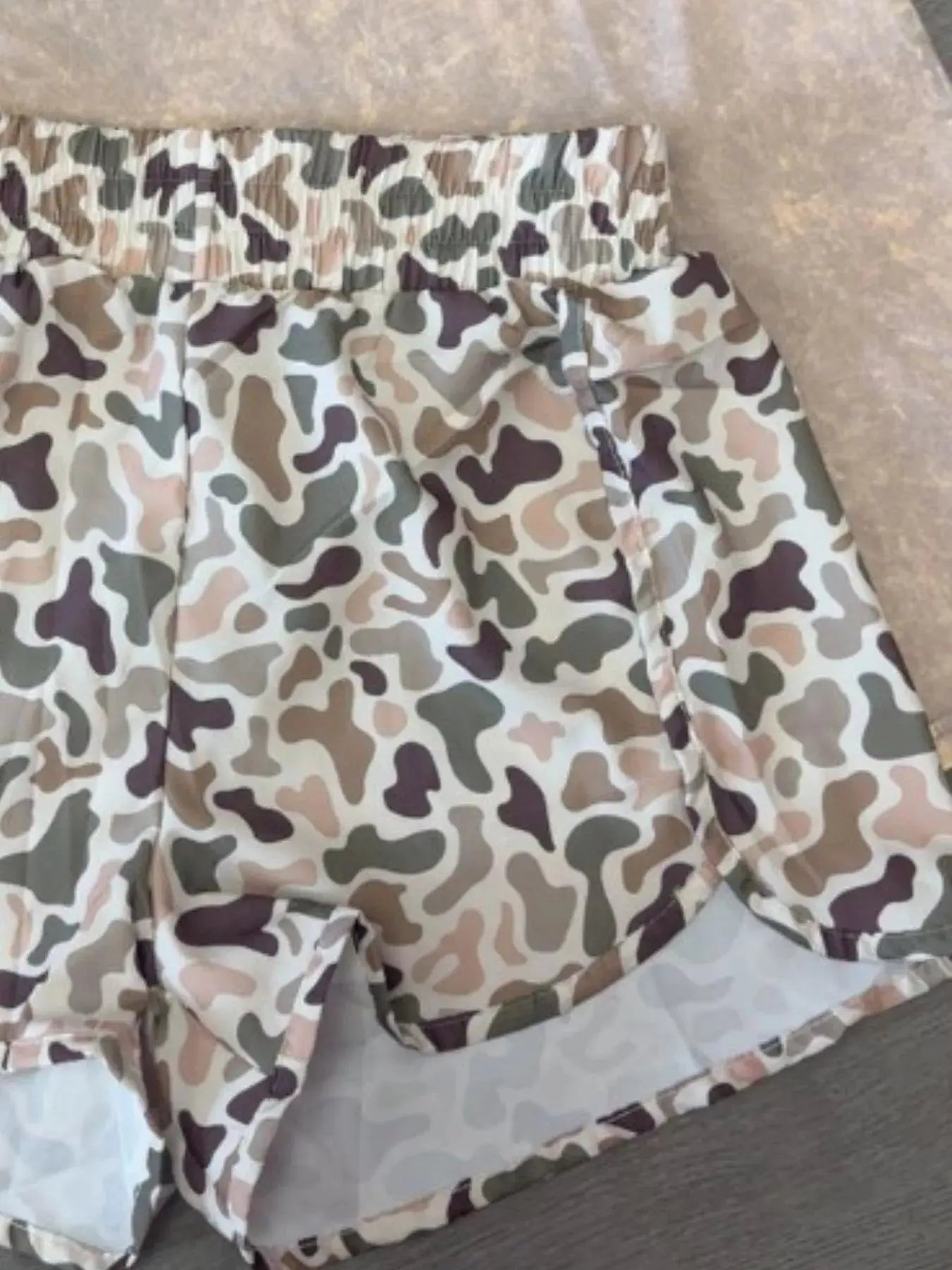 Camo Print Elastic Waist Shorts Simply Love