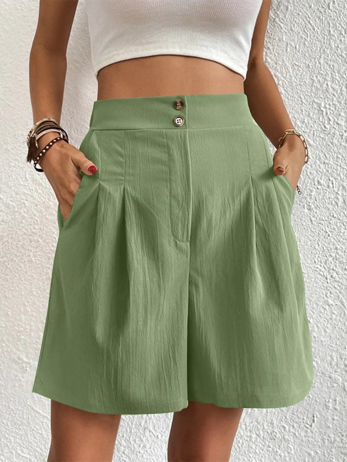 High-waisted pocket shorts for women - Love Salve 