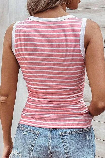 Striped Round Neck Tank.