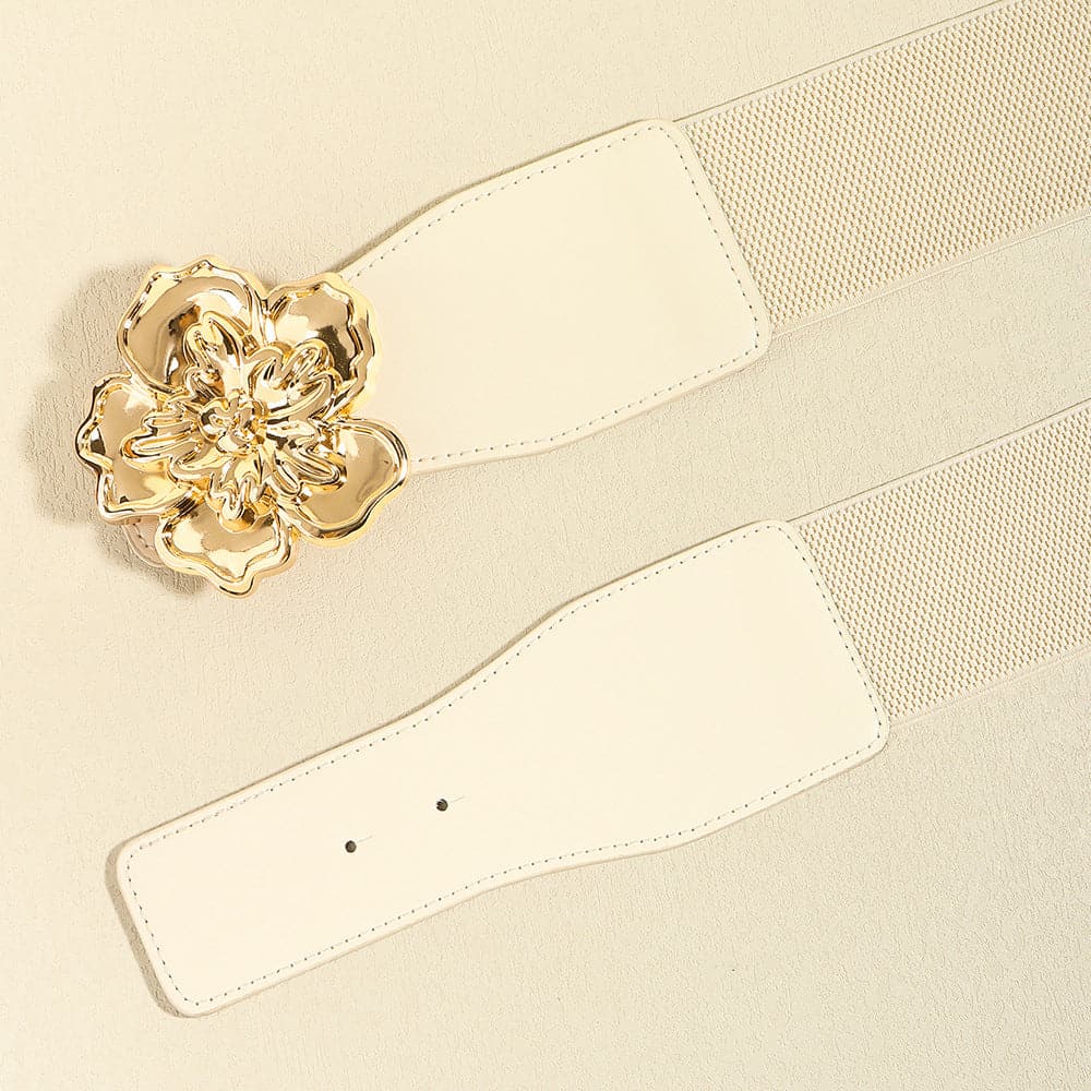 Flower Alloy Buckle Elastic Belt.