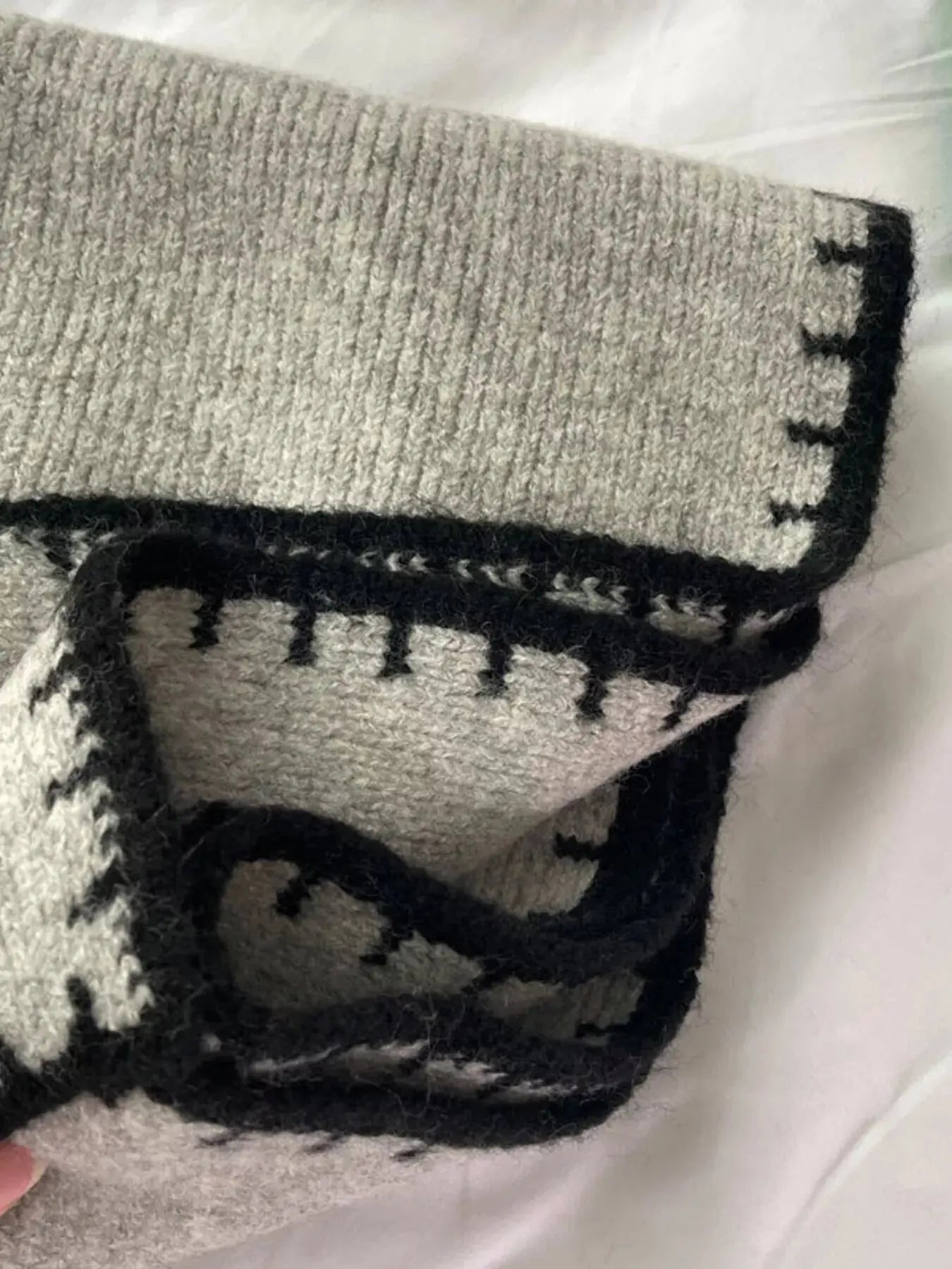 Contrast Trim Knit Scarf Simply Love