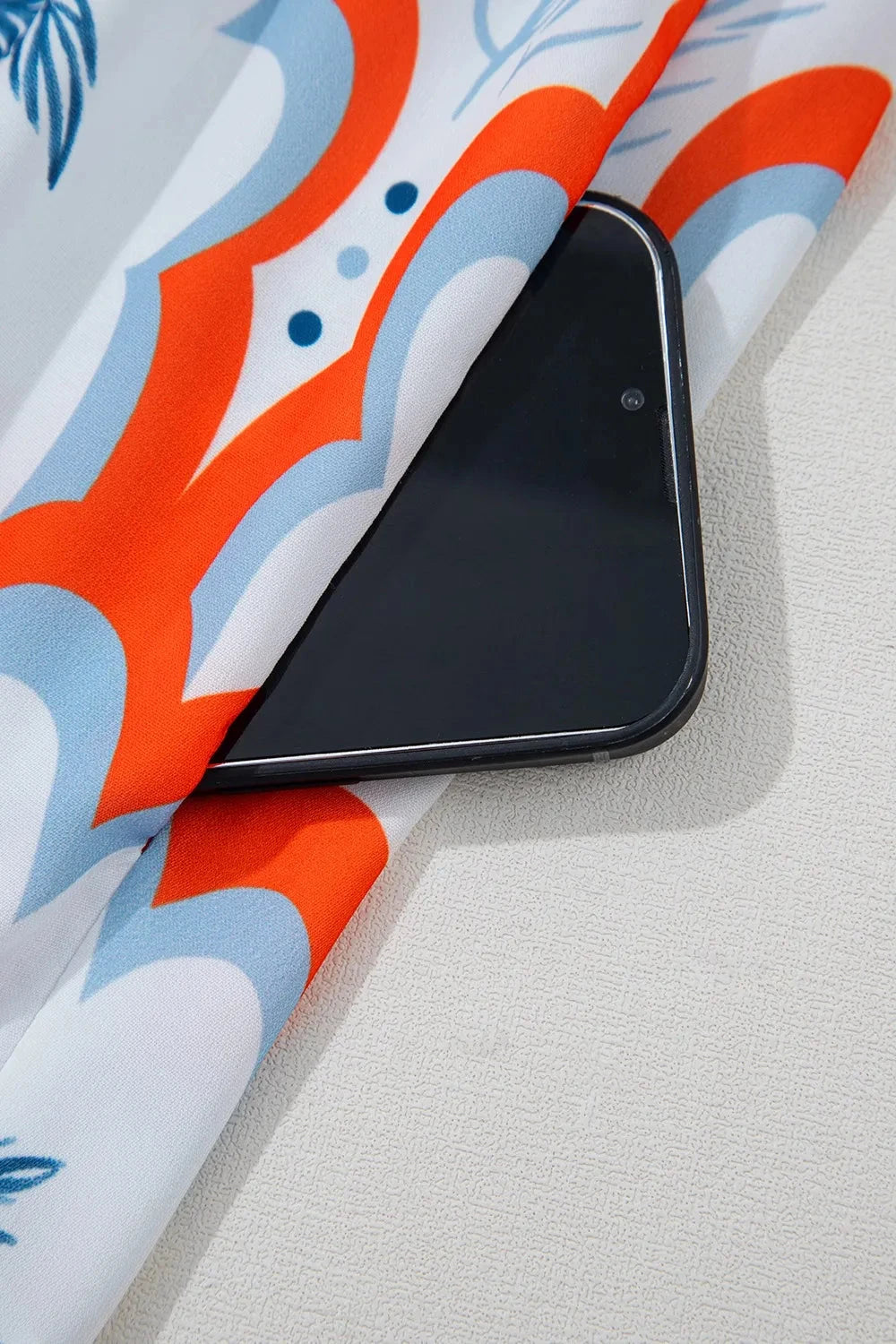 Contrast Palm Tree Printed Short Sleeve Flowy Dress Simply Love