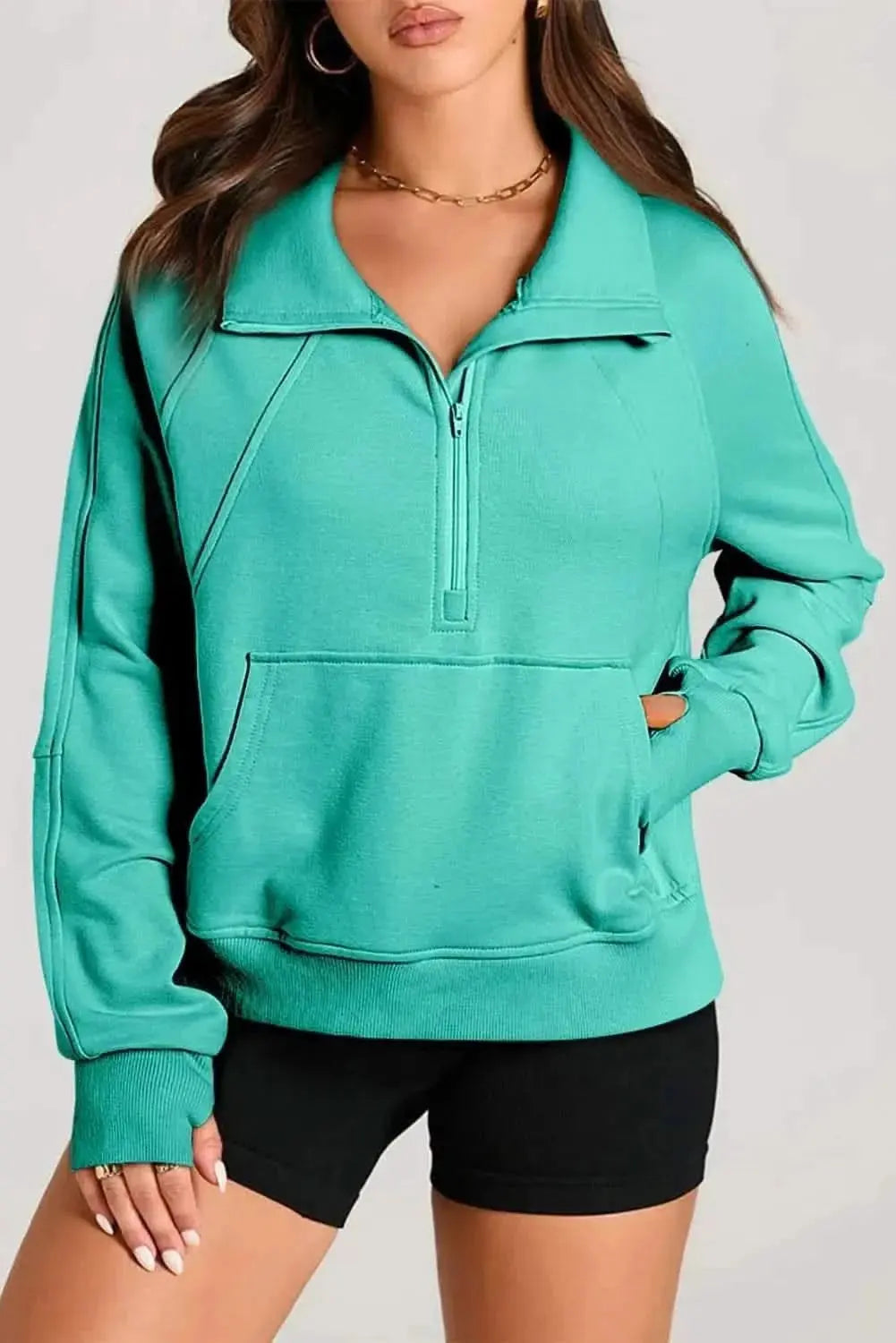 Half Zip Long Sleeve Sweatshirt - Love Salve 