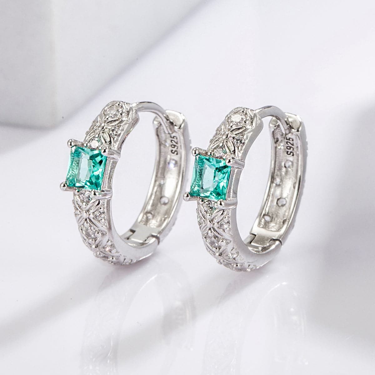 Elegant 925 sterling silver zircon inlaid earrings